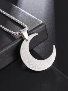 Collar con colgante de luna para hombre para decoración diaria para una apariencia elegante - Plateado - Ver 2