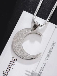 Collar con colgante de luna para hombre para decoración diaria para una apariencia elegante - Plateado - Ver 5