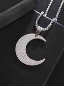 Collar con colgante de luna para hombre para decoración diaria para una apariencia elegante - Plateado - Ver 6