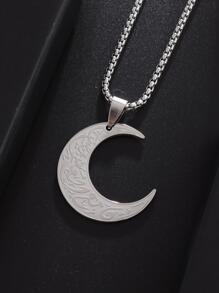 Collar con colgante de luna para hombre para decoración diaria para una apariencia elegante - Plateado - Ver 7