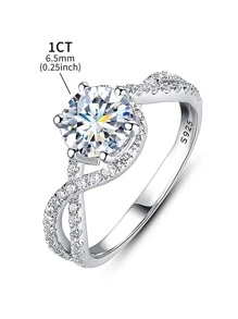 Newsoul 1 Miếng Thanh lịch Tròn Lung linh 1CT Kim cương moissanite Xoắn Nhẫn Đối với phụ nữ 925 sterling bạc Vĩnh cửu Hôn ước Nhẫn cưới Sang trọng Tốt Đồ trang sức - Bạc - Xem 8