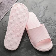 Preppy Slide cho nữ, Dép PVC một băng có họa tiết nổi - Hồng - Xem 1