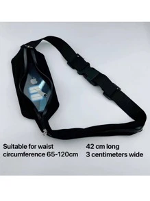 1pc Black Polyester Waterproof Running Waist Bag - Black - View 5
