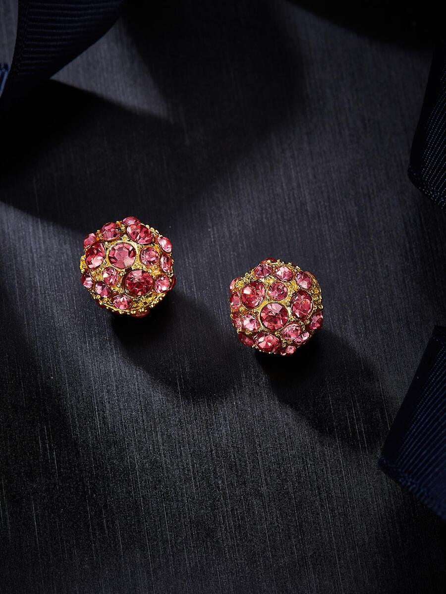 Rhinestone Decor Magnetic Earrings - Red - View 1