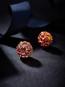 Rhinestone Decor Magnetic Earrings - Red - View 2