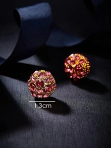 Rhinestone Decor Magnetic Earrings - Red - View 4