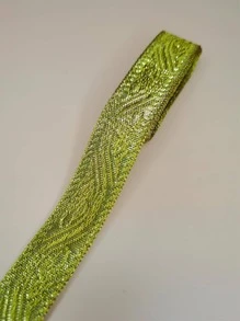 1 Roll Polyester 2.0cm Dark Wavy Jacquard Ribbon With Gold Metallic Style Clothing Decorative Accessory Material (1 Meter) - Gold - View 1