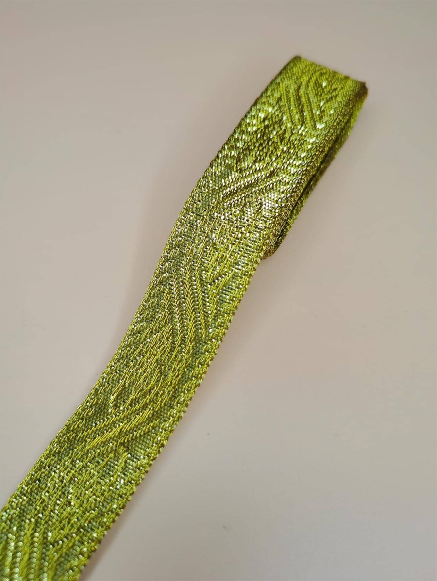1 Roll Polyester 2.0cm Dark Wavy Jacquard Ribbon With Gold Metallic Style Clothing Decorative Accessory Material (1 Meter) - Gold - View 1