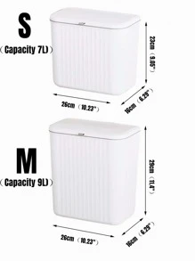 1pc Plastic Striped Wall-Mounted Trash Can, Modern Minimalist Design Home Waste Bin, Suitable For Kitchen And Bathroom,Kitchen,Bathroom,Home,Household Suppliers - White - View 5