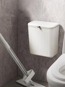 1pc Plastic Striped Wall-Mounted Trash Can, Modern Minimalist Design Home Waste Bin, Suitable For Kitchen And Bathroom,Kitchen,Bathroom,Home,Household Suppliers - White - View 10