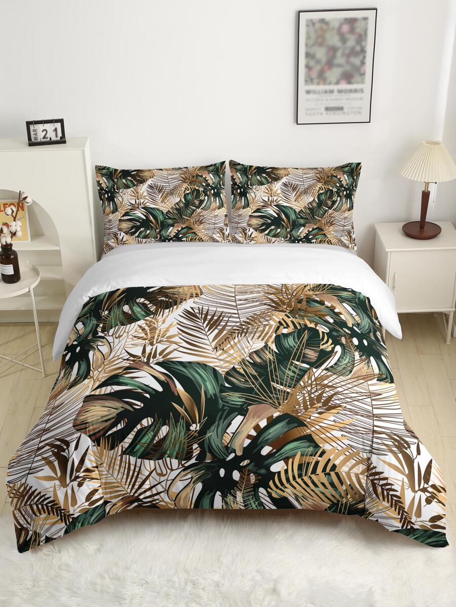 Tropical Print Duvet Cover Set Without Filler - Multicolor - View 1