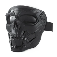 Skull Design Plastic Windproof Cycling Face Cover With Glasses - Black - View 1