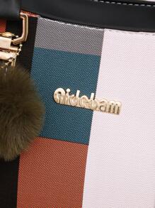 Colourblock Letter Graphic Square Bag With Bag Charm - Black - View 9