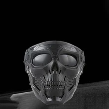 Skull Design Plastic Windproof Cycling Face Cover With Glasses - Black - View 2