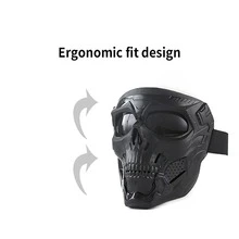 Skull Design Plastic Windproof Cycling Face Cover With Glasses - Black - View 4