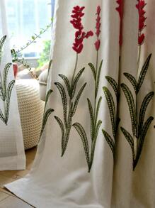 Flower Embroidered Single Panel Curtain