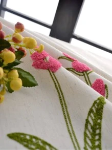 Flower Embroidered Single Panel Curtain