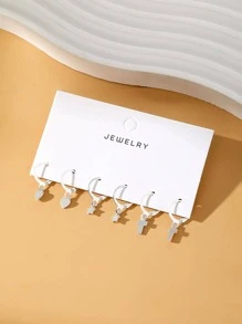 3对夏季清新简约女士星星爱心耳环吊坠套装