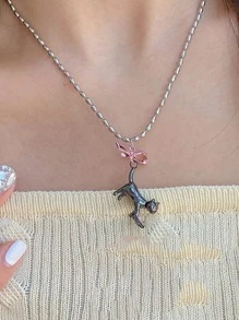 PARERTQH 貓吊墜項鏈 - 黑色 - 查看 1