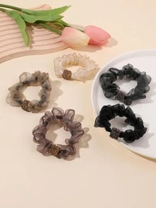 5 piezas Goma de pelo unicolor - Multicolor - Ver 3