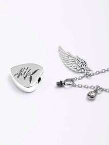 1 條心形骨灰項鍊,附 12 顆生日石火葬珠寶 - Your Wings Wear Ready My Heart Was Not,婦女節哀悼珠寶 - 銀色 - 查看 3