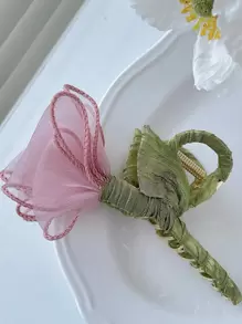 Flower Design Hair Claw Boho Bow Valentine's Day Valentines Claw Clips Hair Clips Hair Jaw Clip Hair Clamps Hair Clutch Hair Claw Clip, School Stuff, College Fall Winter Hair Accessories For Women For Vacation Outfits Woman Valentines Gift - Multicolor - View 2