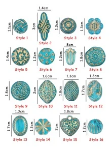 1套時尚圓形和花朵設計DIY珠子適合女士DIY首飾製作 - 綠色系 - 查看 3