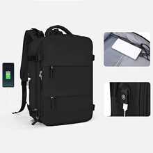Ba lô du lịch 16 inch Thể thao ngoài trời chống nước Túi đeo vai đôi thông thường 15,6 inch có cổng sạc và ngăn đựng giày - màu đen - Xem 4