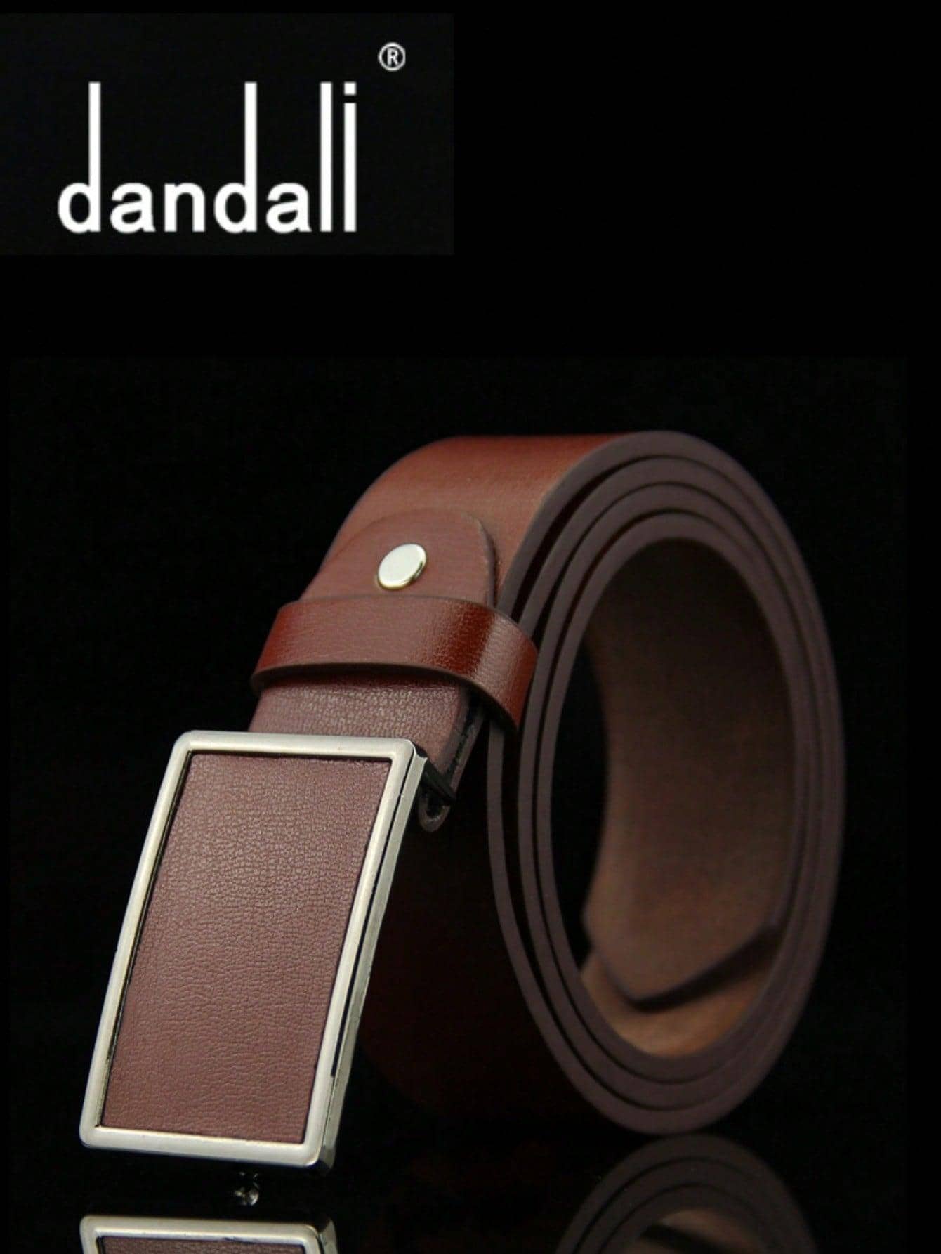 1條男士實色時尚腰帶，適用於送禮或工作穿著 - 棕色 - 查看 1