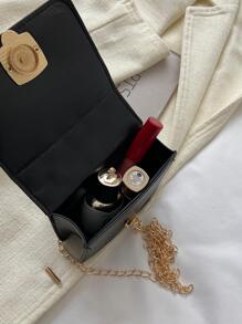 迷你人造珍珠裝飾方包鏈條帶 - 黑色 - 查看 5