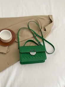 新款時尚女士包壓花方形手提包休閒單肩包適用於女士們 - 綠色 - 查看 4
