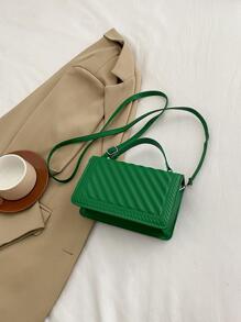 新款時尚女士包壓花方形手提包休閒單肩包適用於女士們 - 綠色 - 查看 6