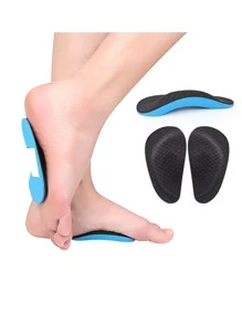 QKC (1pair) New Eva Sports Insoles Arch Support Half Pads - Black - View 5