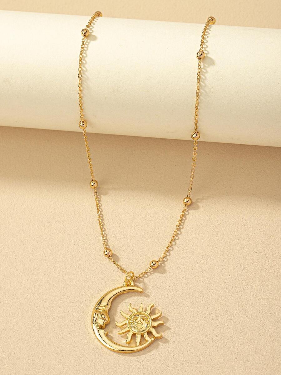 Vòng cổ mặt trời và mặt trăng - Vàng - Xem 1
