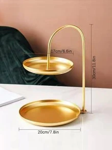 1 件双层不锈钢托盘圣诞礼物 - 金色 - 查看 6