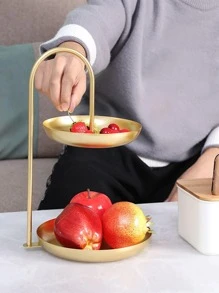 1 件双层不锈钢托盘圣诞礼物 - 金色 - 查看 2