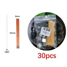 30 bấc nến bằng gỗ và 30 đế, phụ kiện làm nến dùng để làm nến - màu nâu - Xem 11