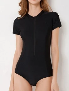 Bañador una pieza con cremallera delantera - Negro - Ver 4