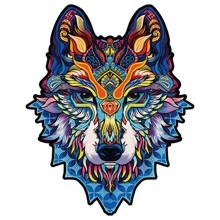 1套木製拼圖，創意狼設計成人拼圖玩具 - 橘色 - 查看 3