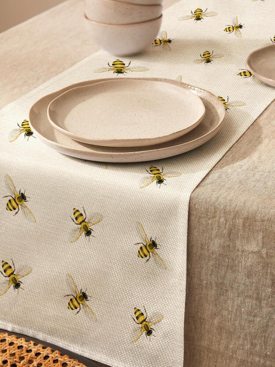 1pc Bee Pattern Table Runner - Multicolor - View 1