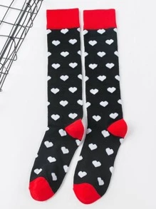 愛心圖案高筒襪 - 彩色 - 查看 2