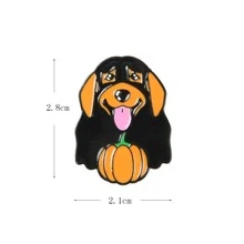 1入組創意南瓜和小狗形狀胸針，可愛卡通藝術日式別針適用於衣服、包包 - 彩色 - 查看 2