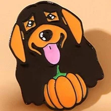 1入組創意南瓜和小狗形狀胸針，可愛卡通藝術日式別針適用於衣服、包包 - 彩色 - 查看 3