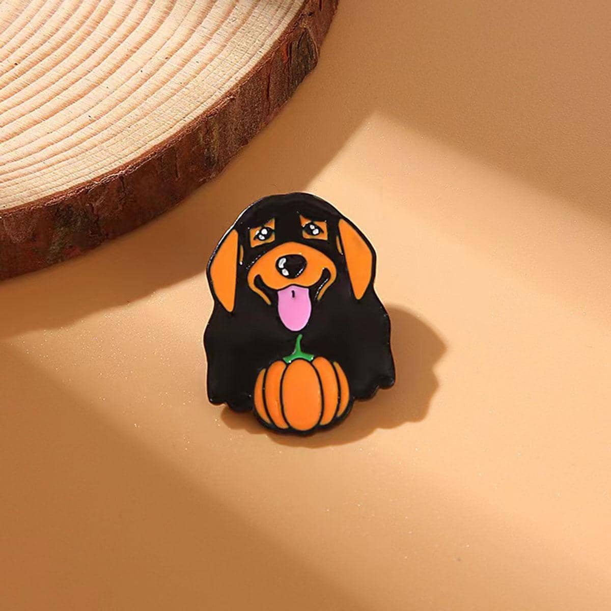 1入組創意南瓜和小狗形狀胸針，可愛卡通藝術日式別針適用於衣服、包包 - 彩色 - 查看 1