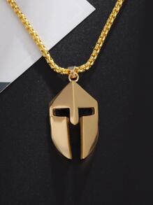 男士幾何吊墜項鍊 - 金色 - 查看 1