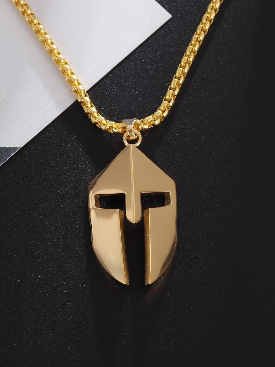 男士幾何吊墜項鍊 - 金色 - 查看 1