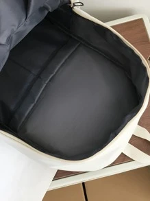 Minimalist Casual White Backpack With Zipper - White - View 7