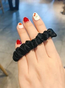 5pcs Women Solid Casual Scrunchie For Daily Life - Black - View 2