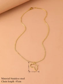 Aomogo Colares de Aço Inoxidável Mapa Oco da África, Mapa da Terra Natal Delicado Choker Corrente Clavícula Colares para Mulheres Joias Presentes para Meninas