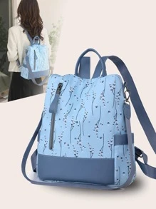 Mochila de bloque de color de moda para mujer - Multicolor - Ver 1